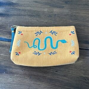 Mustard Yellow Snake Print Cosmetic Pouch